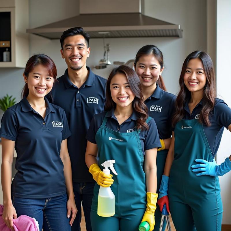 Đội ngũ chuyên gia vệ sinh ống khói bếp giàu kinh nghiệm của Hồng Tâm Phát luôn sẵn sàng phục vụ.