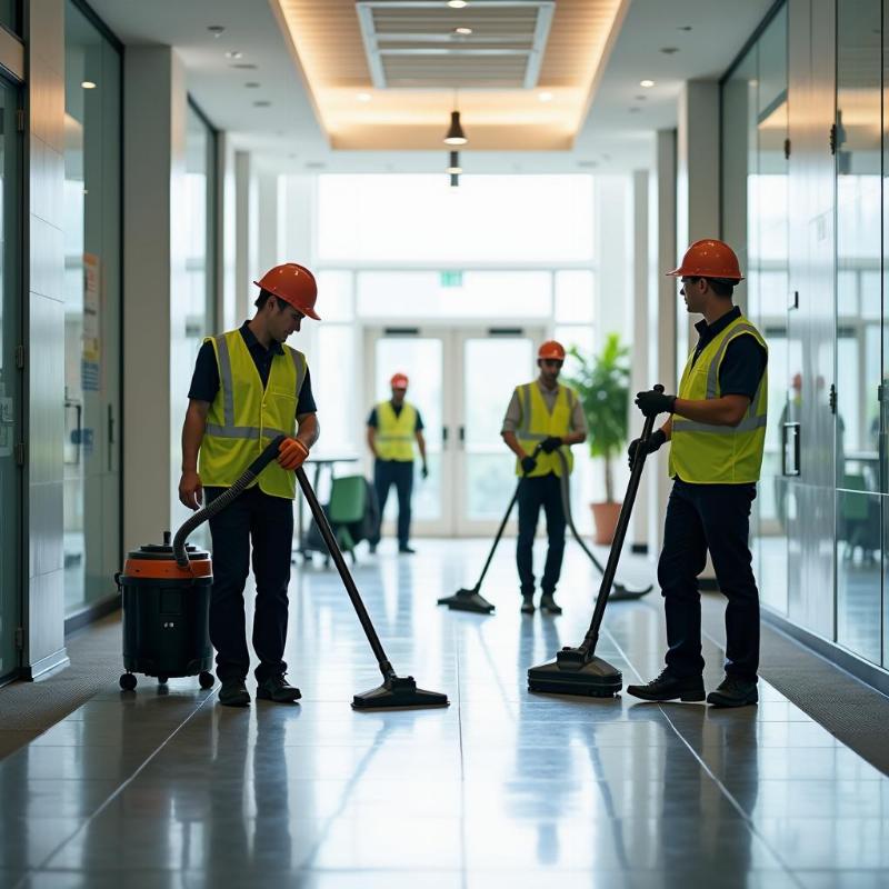 Đội ngũ vệ sinh tòa nhà chuyên nghiệp của Hồng Tâm Phát làm việc tỉ mỉ, đảm bảo sạch sẽ