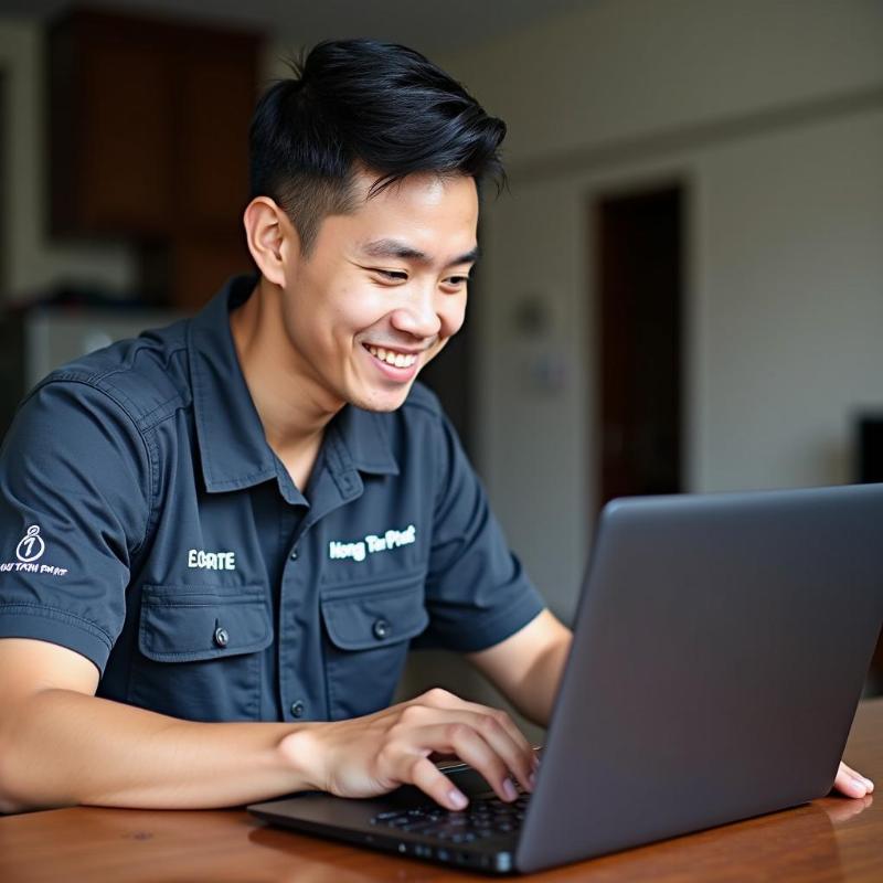 Kỹ thuật viên Hồng Tâm Phát hoàn thành vệ sinh laptop tại nhà khách hàng ở quận Tân Phú, đảm bảo hiệu quả và uy tín