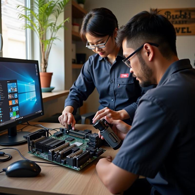 Chuyên viên Hồng Tâm Phát thực hiện quy trình vệ sinh pc tại nhà cẩn thận và chuyên nghiệp